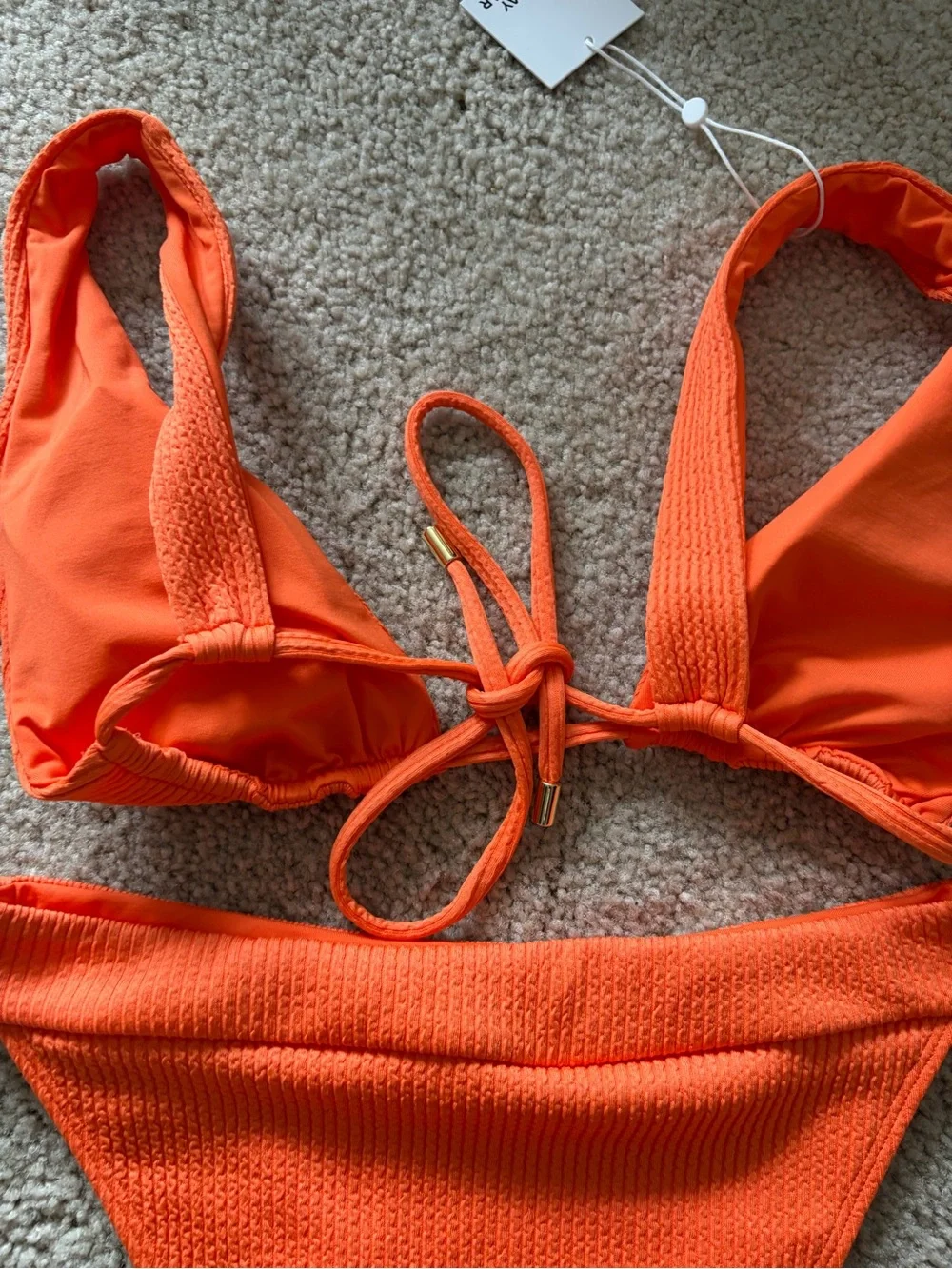 Monday Swimwear Orange Ribbed Tie-Side Bikini
